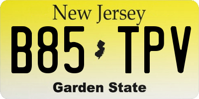 NJ license plate B85TPV