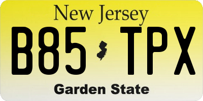 NJ license plate B85TPX