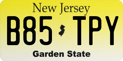 NJ license plate B85TPY
