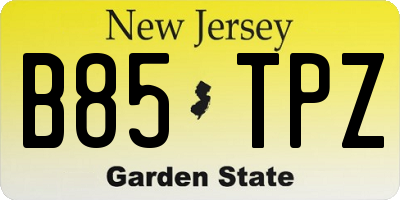 NJ license plate B85TPZ