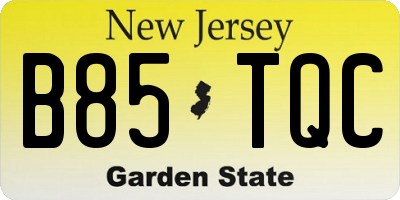 NJ license plate B85TQC