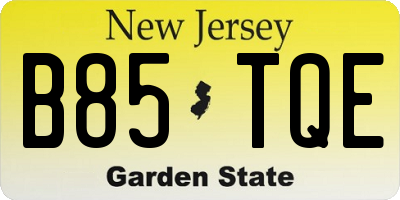 NJ license plate B85TQE
