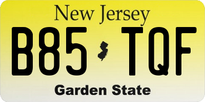 NJ license plate B85TQF