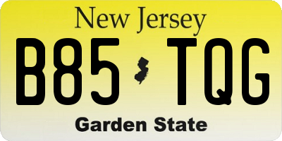 NJ license plate B85TQG