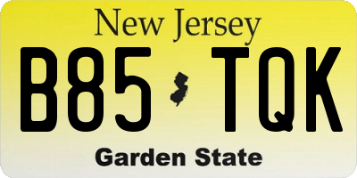 NJ license plate B85TQK