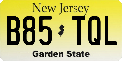 NJ license plate B85TQL