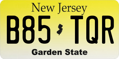 NJ license plate B85TQR