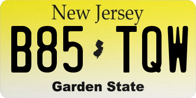 NJ license plate B85TQW