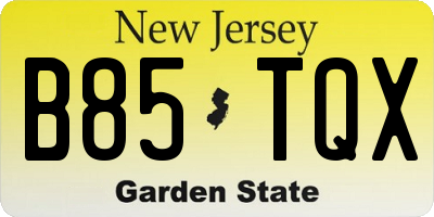 NJ license plate B85TQX