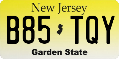NJ license plate B85TQY