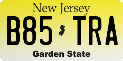 NJ license plate B85TRA