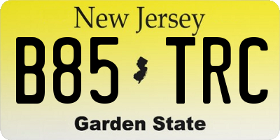 NJ license plate B85TRC