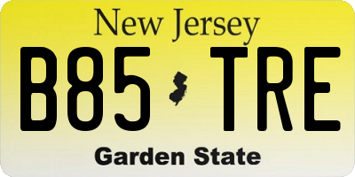 NJ license plate B85TRE