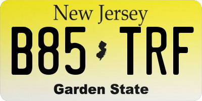 NJ license plate B85TRF