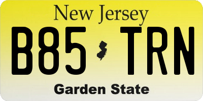 NJ license plate B85TRN