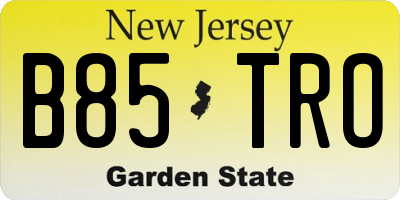 NJ license plate B85TRO