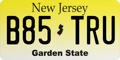 NJ license plate B85TRU