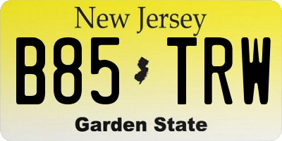 NJ license plate B85TRW