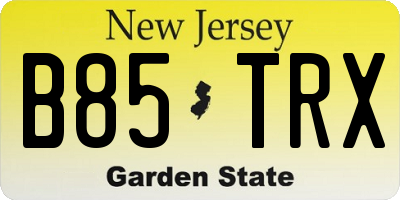 NJ license plate B85TRX