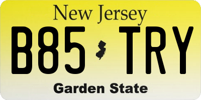 NJ license plate B85TRY