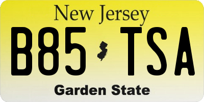 NJ license plate B85TSA