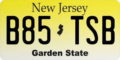 NJ license plate B85TSB