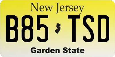 NJ license plate B85TSD