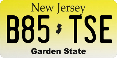 NJ license plate B85TSE