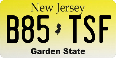 NJ license plate B85TSF