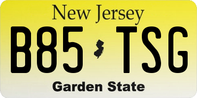 NJ license plate B85TSG