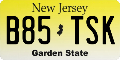 NJ license plate B85TSK