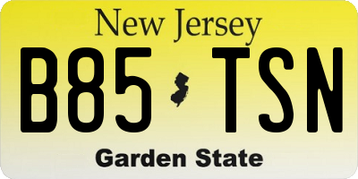 NJ license plate B85TSN