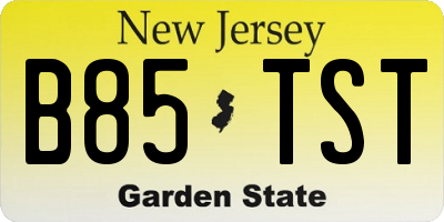 NJ license plate B85TST