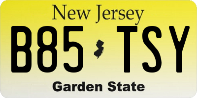 NJ license plate B85TSY