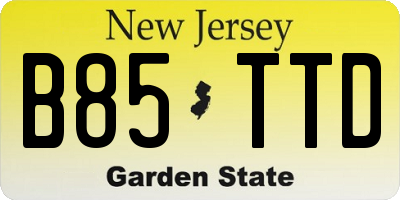 NJ license plate B85TTD