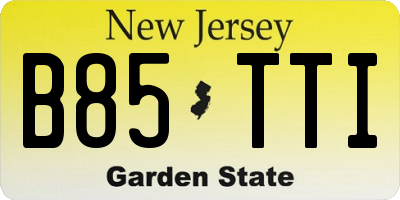 NJ license plate B85TTI