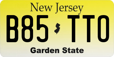 NJ license plate B85TTO
