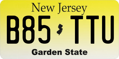 NJ license plate B85TTU