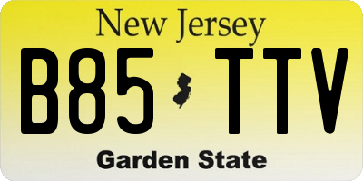 NJ license plate B85TTV