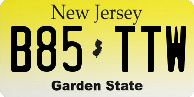 NJ license plate B85TTW