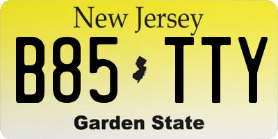 NJ license plate B85TTY