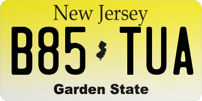 NJ license plate B85TUA
