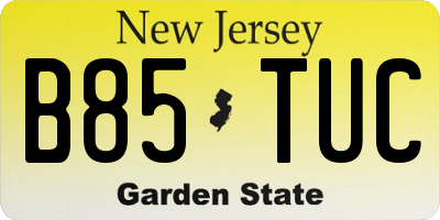 NJ license plate B85TUC