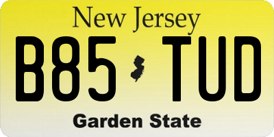 NJ license plate B85TUD