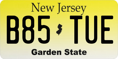 NJ license plate B85TUE