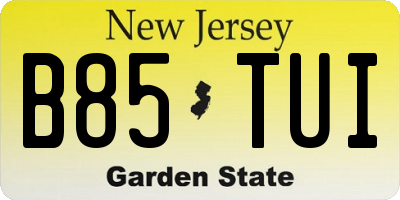 NJ license plate B85TUI