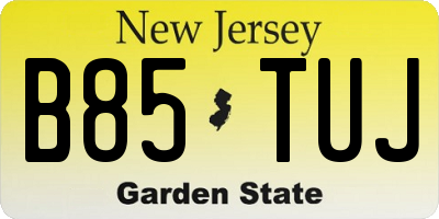 NJ license plate B85TUJ