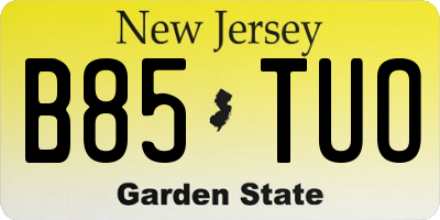 NJ license plate B85TUO