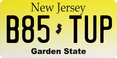 NJ license plate B85TUP