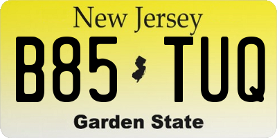 NJ license plate B85TUQ